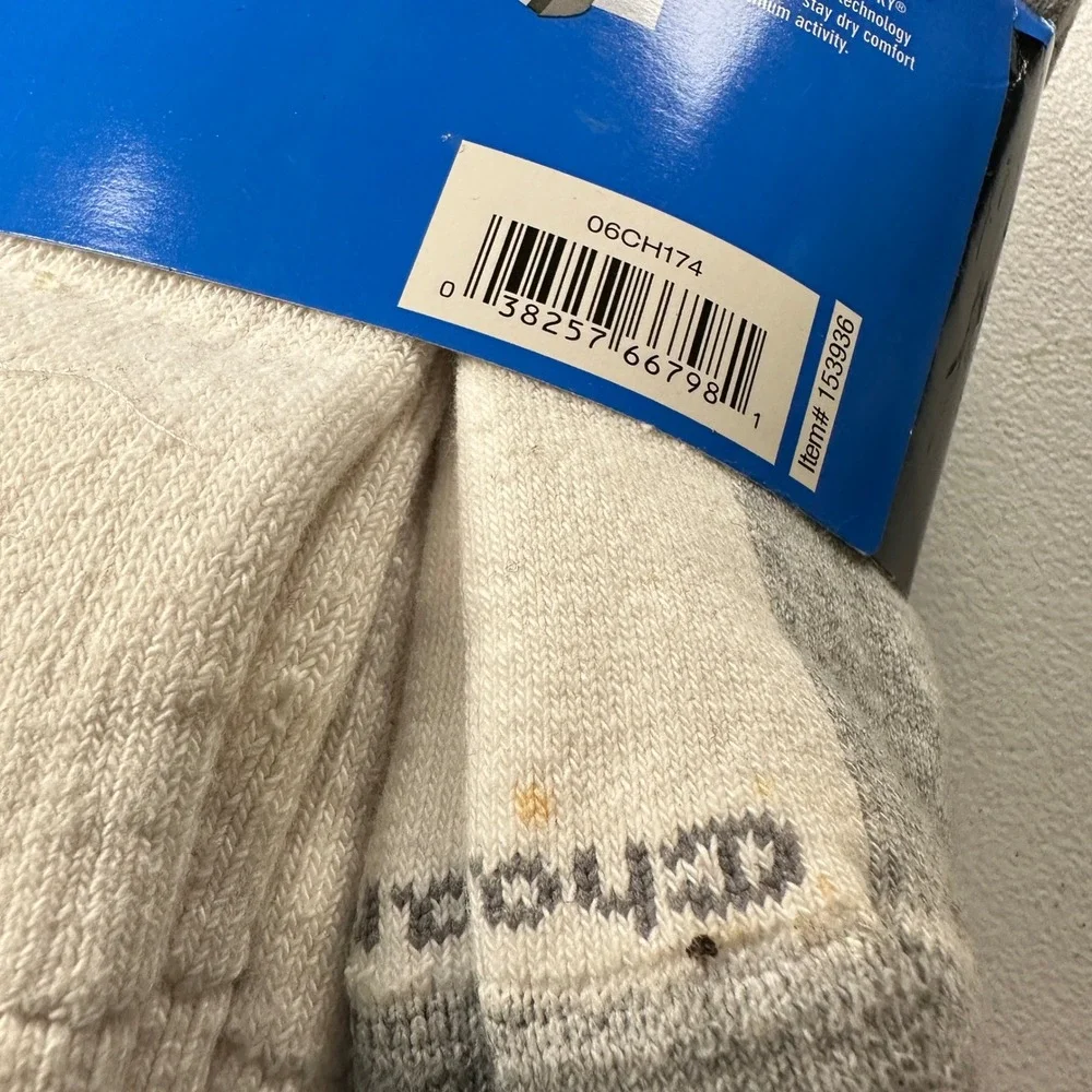 NOS Champion Elite Crew Socks White Grey Cotton Blend 6 Pair Pack Shoe Size 6-12